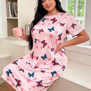 Pink Butterfly Print Nightgown 🦋